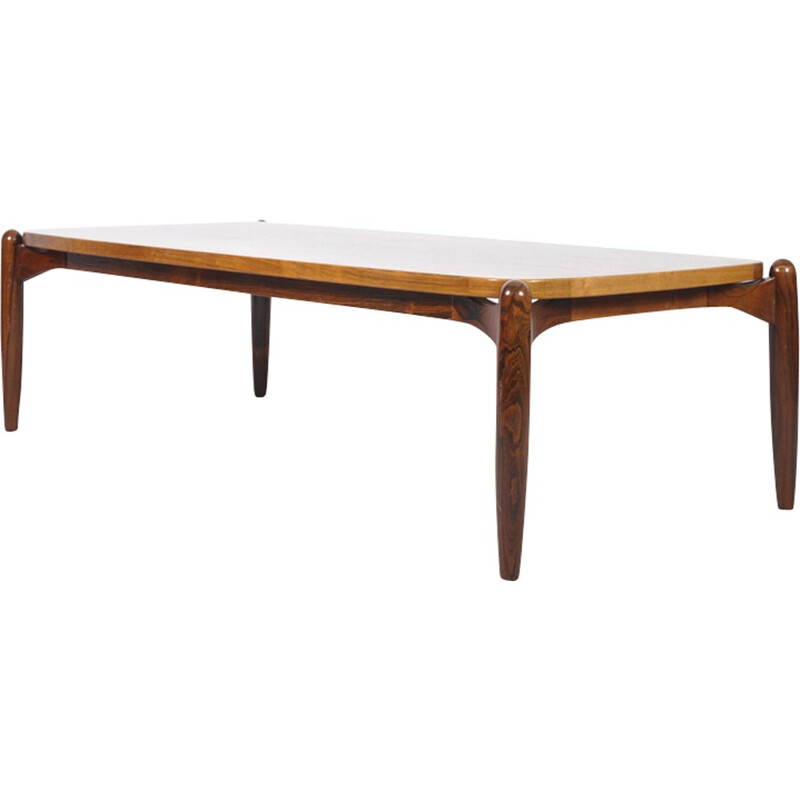 Table basse scandinave rectangulaire en palissandre - 1960 