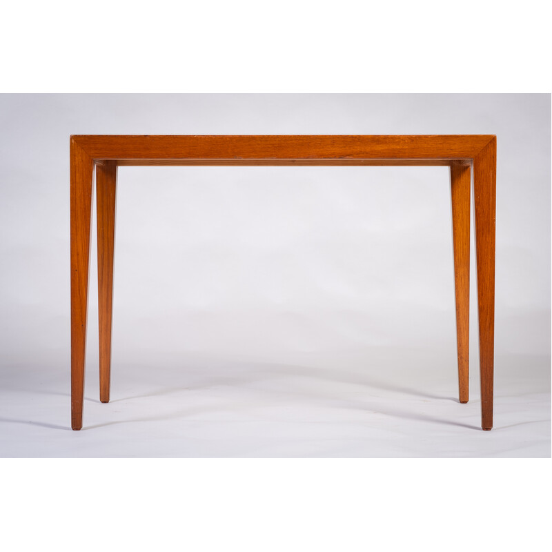 Vintage teak and ceramic coffee table by Severin Hansen for Haslev, Denmark 1960