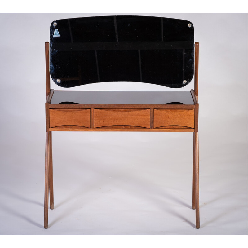 Vintage teak and glass dressing table for Ølholm Møbelfabri, Denmark 1960