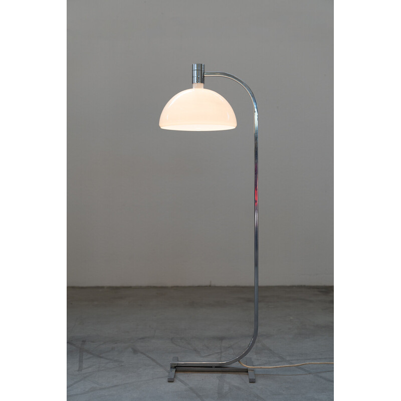 Lampadaire vintage modèle AM-AS en verre opalin et métal chromé de Franco Albini pour Sirrah Italia, Italie 1960