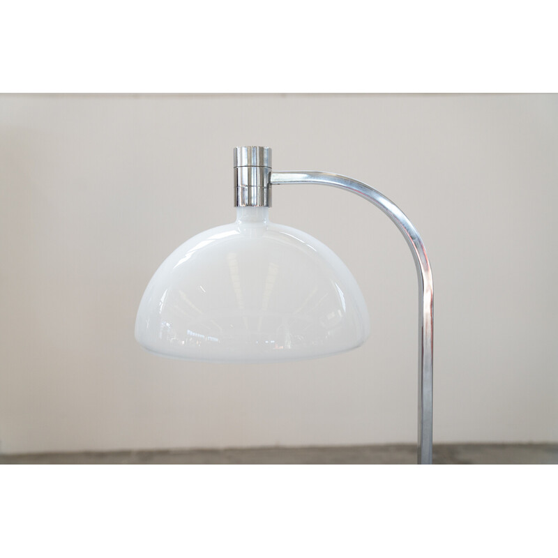 Vintage AM-AS model floor lamp in opaline glass and chrome metal by Franco Albini for Sirrah Italia, Italy 1960