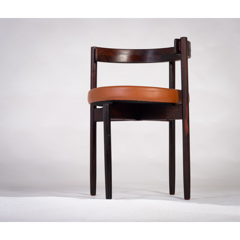 Vintage armchair in rosewood and beige leather by Hugo Frandsen, Denmark 1960