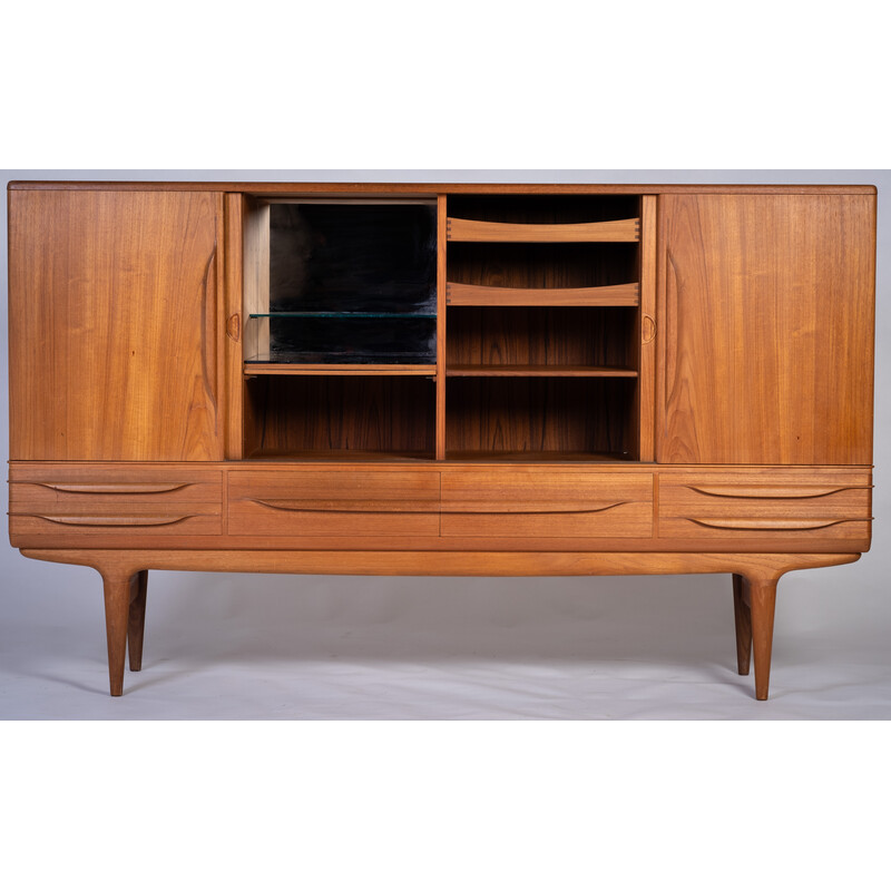 Vintage high sideboard model n°14 by Johannes Andersen in solid teak for Uldum Møbelfabrik, Denmark 1960