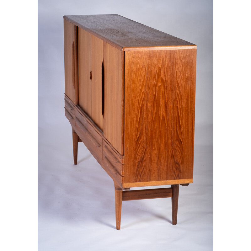 Vintage high sideboard model n°14 by Johannes Andersen in solid teak for Uldum Møbelfabrik, Denmark 1960