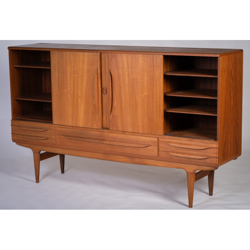 Buffet haut vintage modèle n°14 par Johannes Andersen en teck massif pour Uldum Møbelfabrik, Danemark 1960