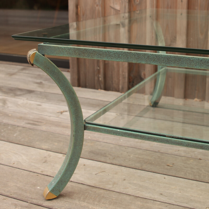 Vintage Villa d'Este coffee table in steel and glass by Pierre Vandel, France 1970