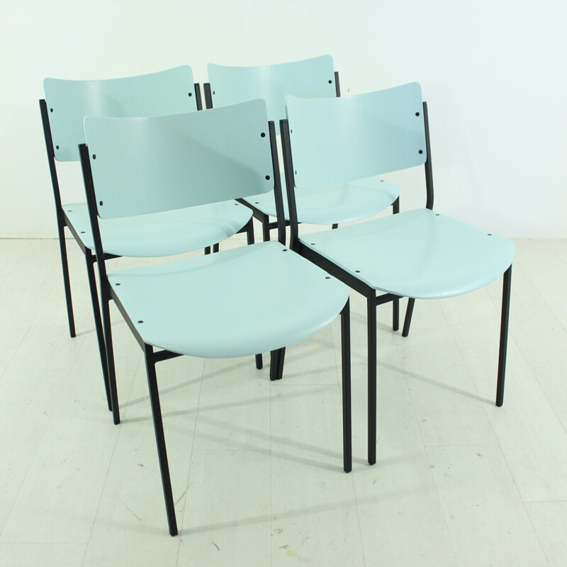 Suite de 4 chaises vintages menthe pastel - 1960