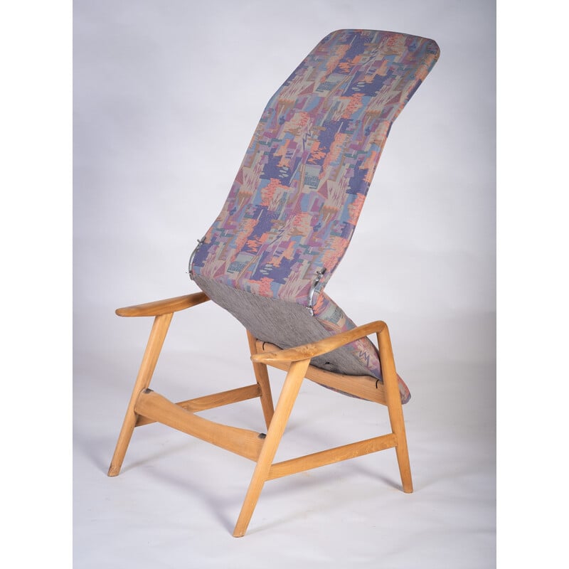 Vintage 2-position reclining oak armchair by Alf Svensson for Fritz Hansen, 1950