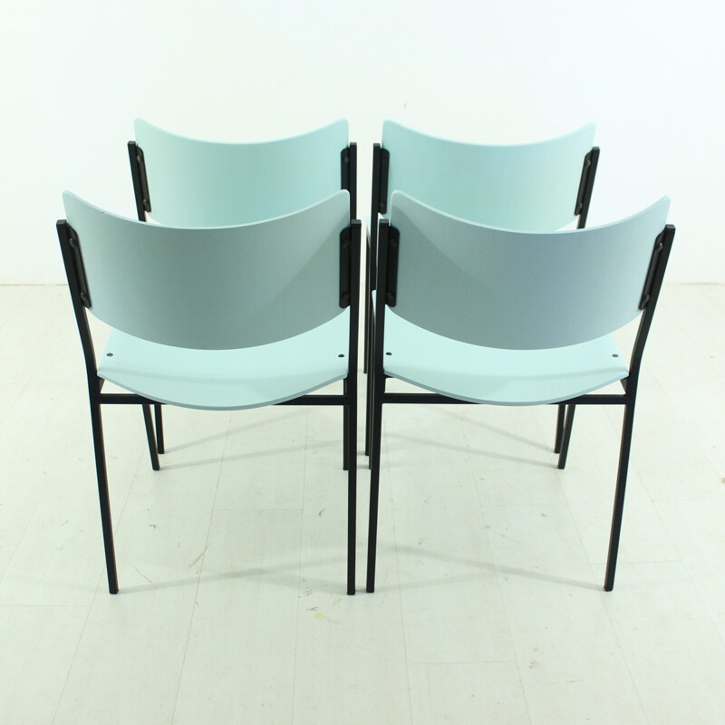 Set of 4 mid-century pastel mint chairs - 1960s