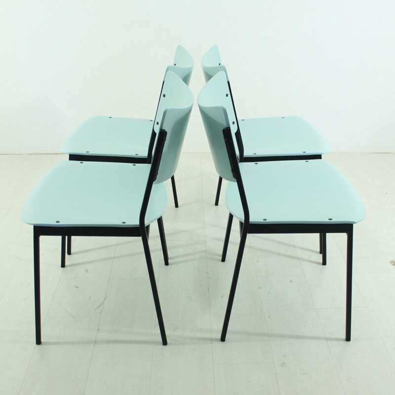 Set of 4 mid-century pastel mint chairs - 1960s
