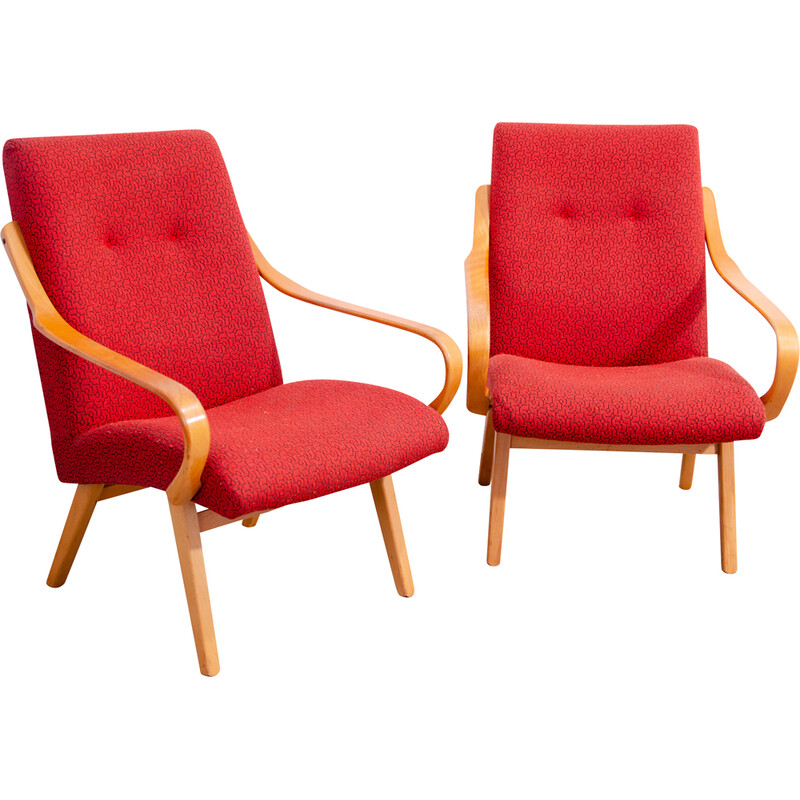 Pair of vintage bentwood armchairs by Jaroslav Šmídek for Jitona, Czechoslovakia 1960