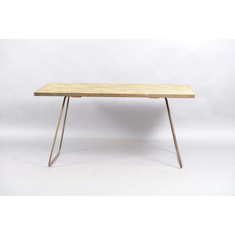 Table basse vintage en céramique et métal par Berthold Müller, Allemagne 1950