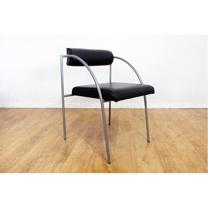 Conjunto de 6 cadeiras Vienna vintage em metal lacado cinzento de Rodney Kinsman para Bieffeplast, 1980