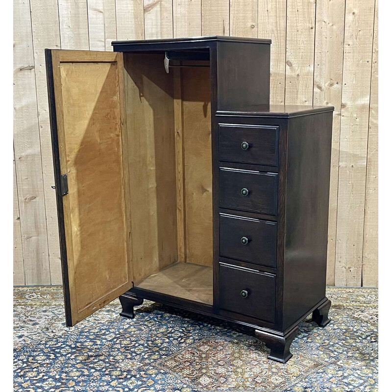 Vintage English oak closet with drawers, 1950