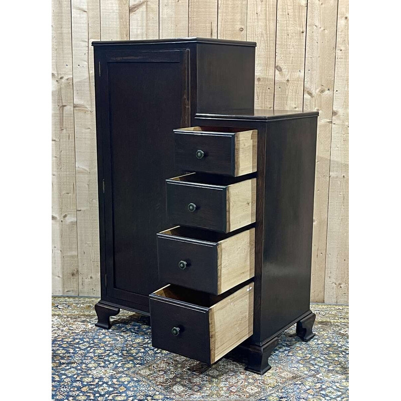 Vintage English oak closet with drawers, 1950