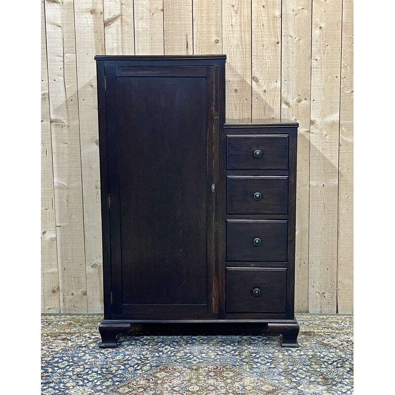 Vintage English oak closet with drawers, 1950