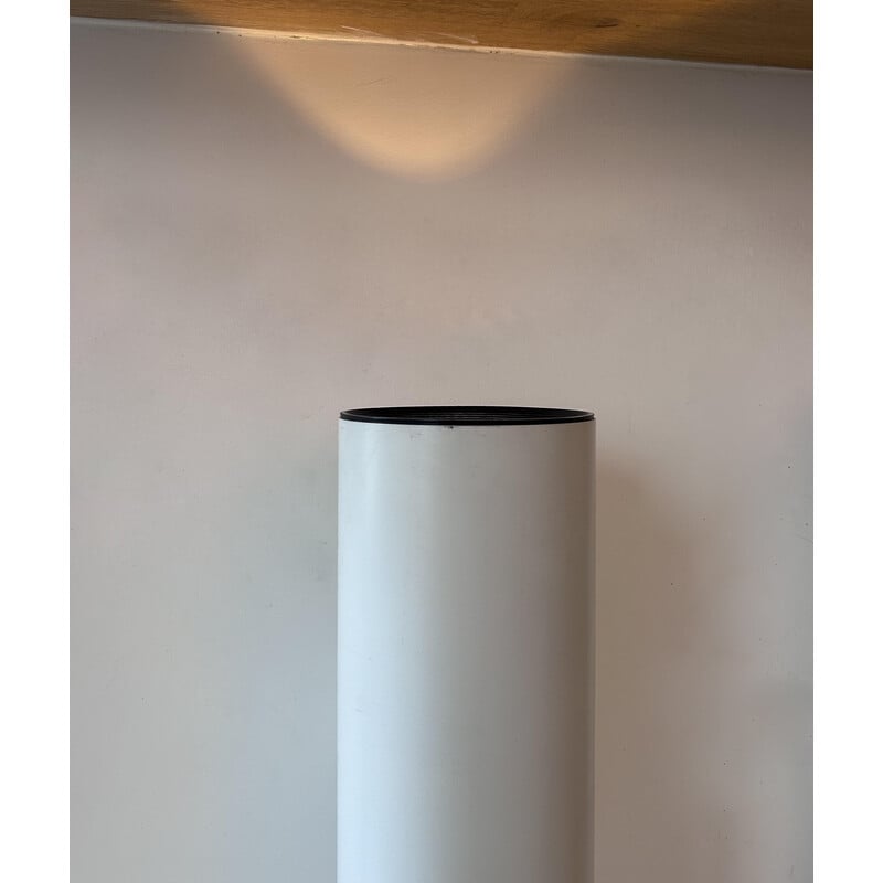 Pair of vintage cylindrical wall lamp in matt white metal for Erco, Germany 1976