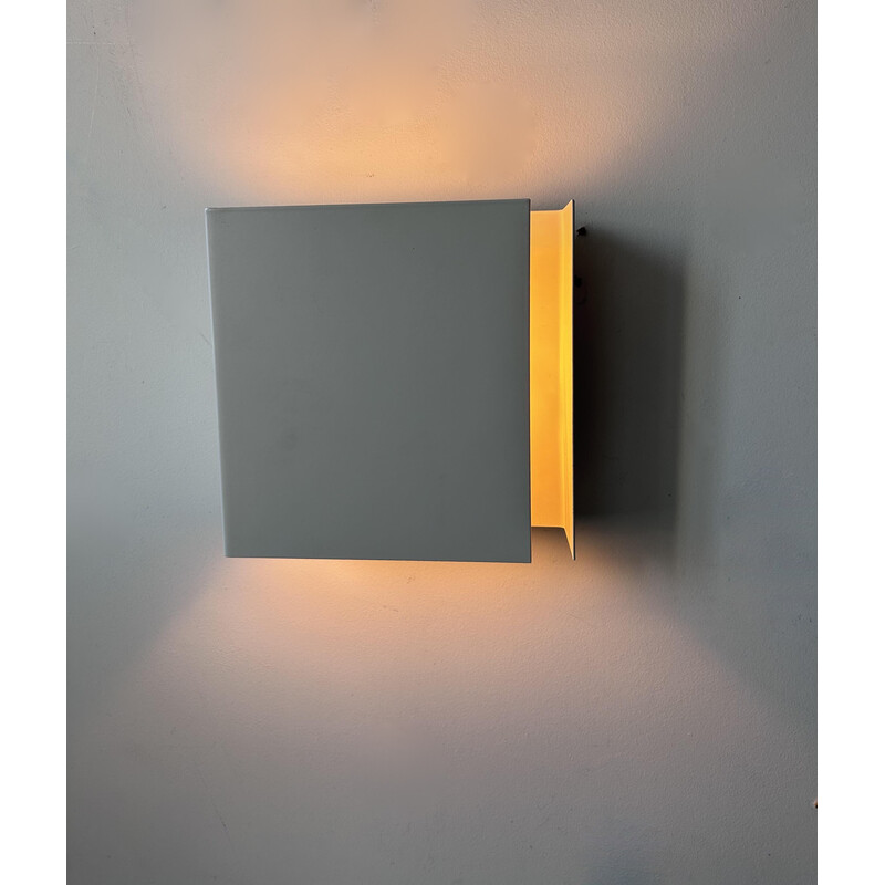 Vintage wall lamp in white lacquered metal, France 1980