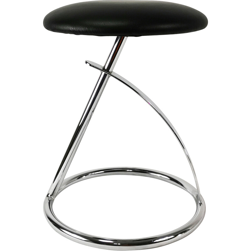 Tabouret vintage Zaz en métal chromé et éco-cuir pour Zeftig, Pays-Bas 2005