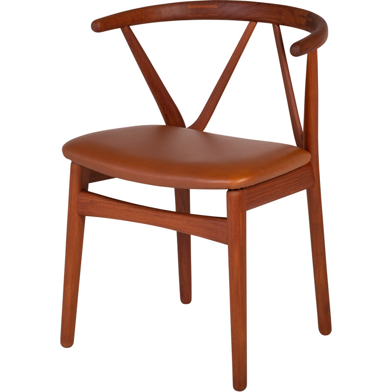Vintage model 255 dining chair in teak and leather by Henning Kjærnulf for Bruno Hansen, Denmark 1960