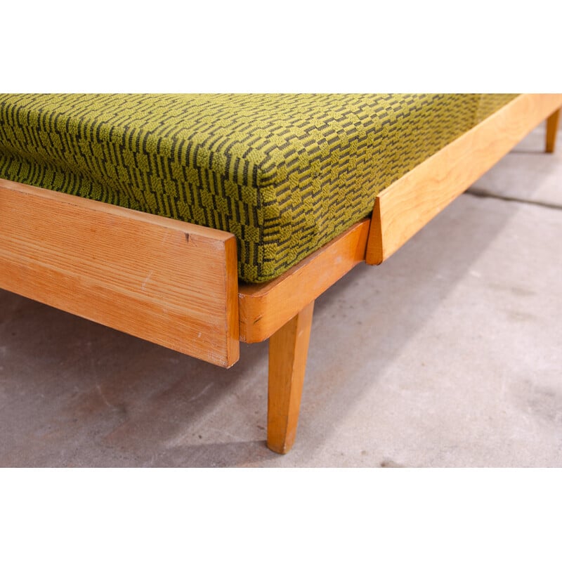 Vintage folding sofa bed in beech wood for Drevotvar, Czechoslovakia 1970