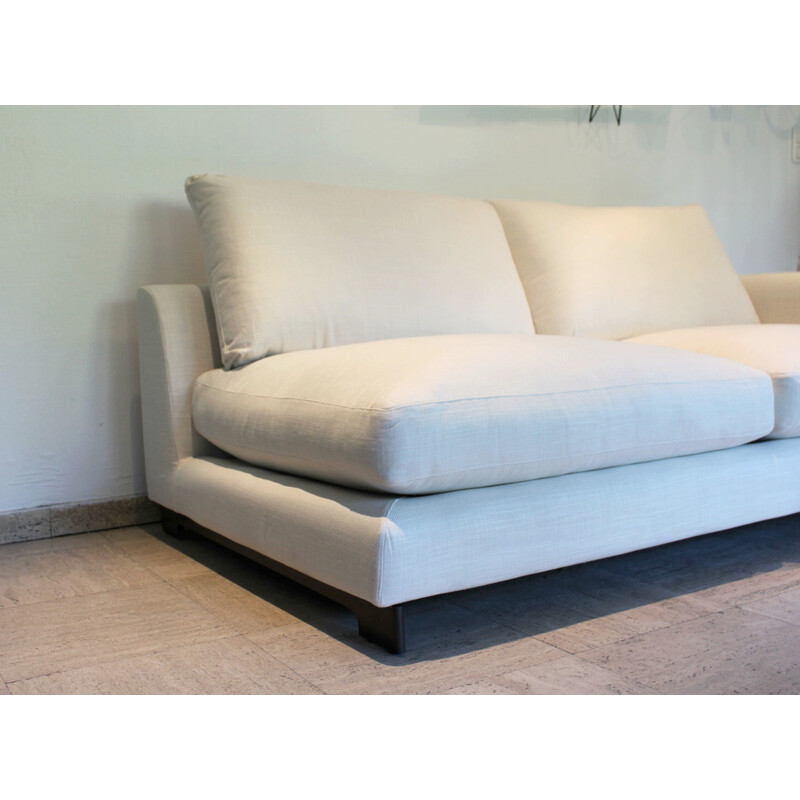 Vintage Lazy Time 2-seater sofa in solid birch and black lacquered metal for Camerich