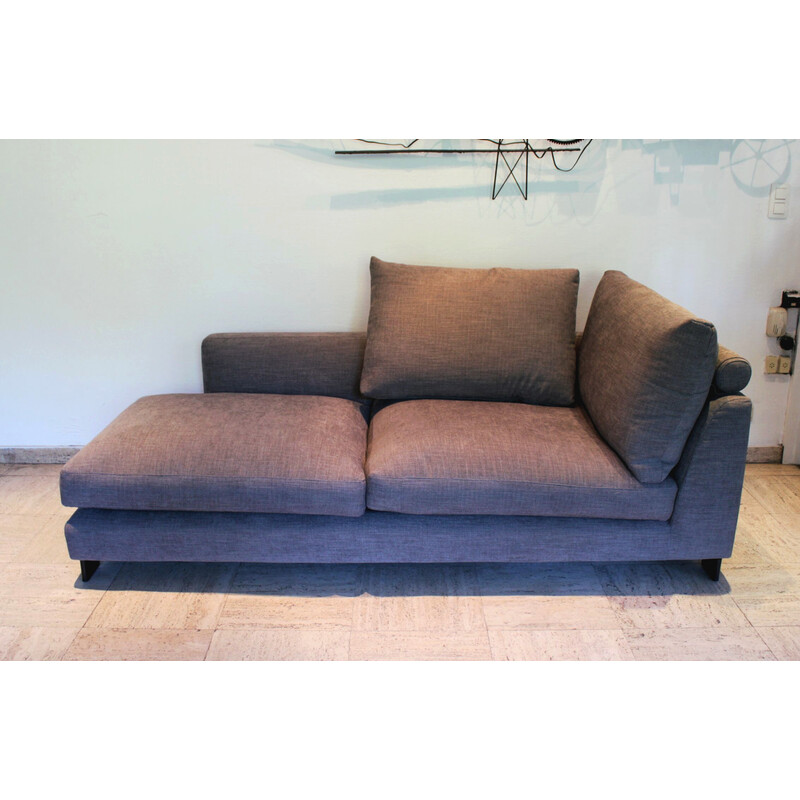 Vintage Lazy Time 2-seater sofa in solid birch and black lacquered metal for Camerich