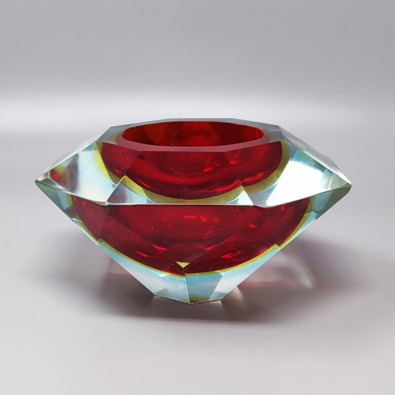 Cenicero Vintage Sommerso de cristal de Murano por Flavio Poli para Seguso, Italia 1960