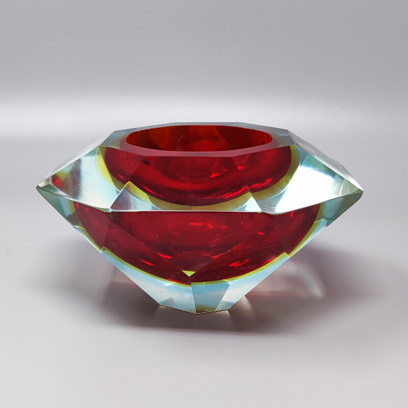 Vintage Sommerso Murano glass ashtray by Flavio Poli for Seguso, Italy 1960