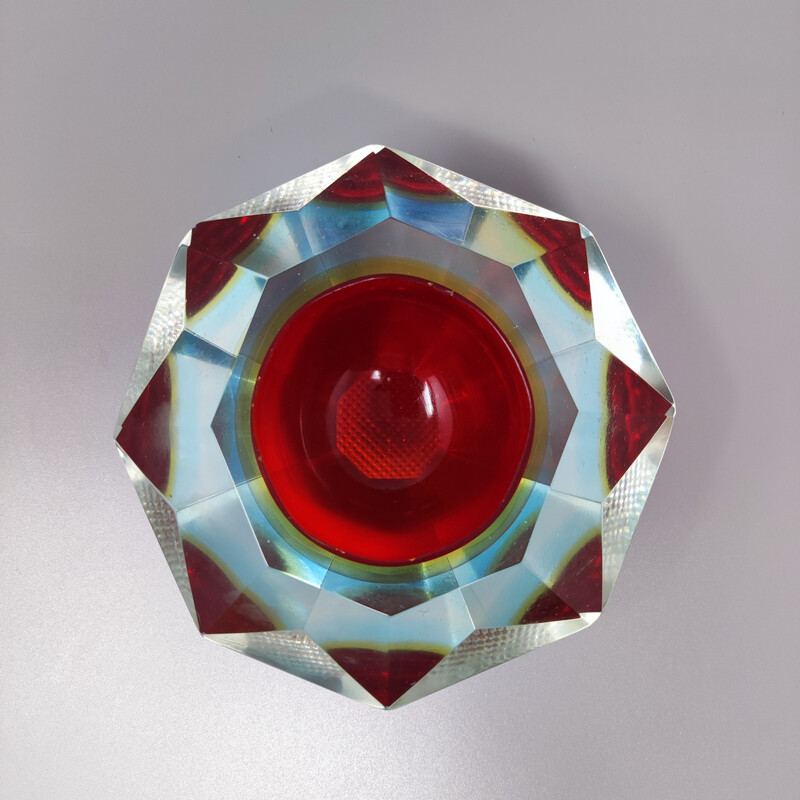 Cenicero Vintage Sommerso de cristal de Murano por Flavio Poli para Seguso, Italia 1960