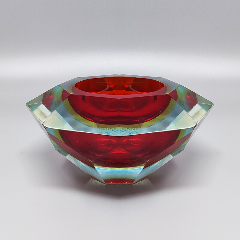 Vintage Sommerso Murano glass ashtray by Flavio Poli for Seguso, Italy 1960