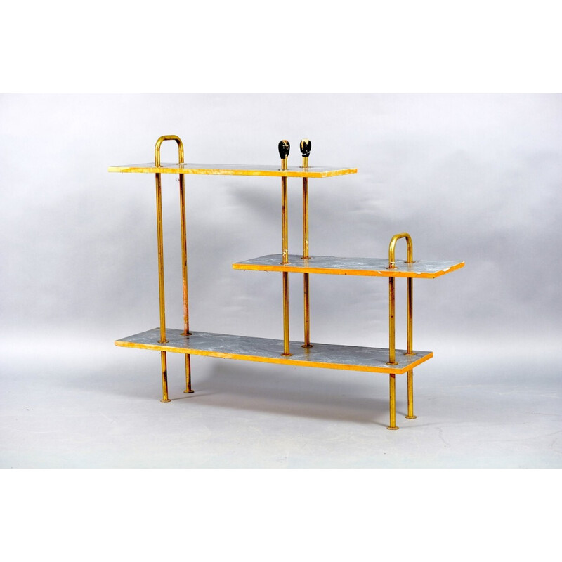 Vintage plywood and brass console table, 1950