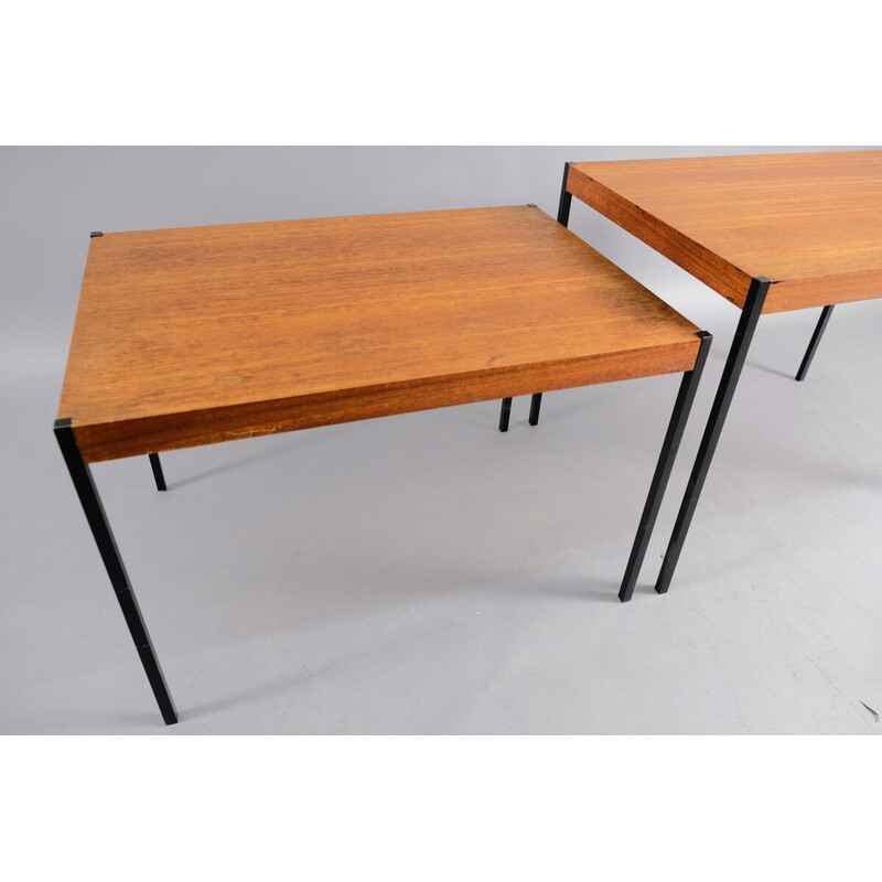 Paire de tables d'appoint vintage en teck et métal, Allemagne 1969