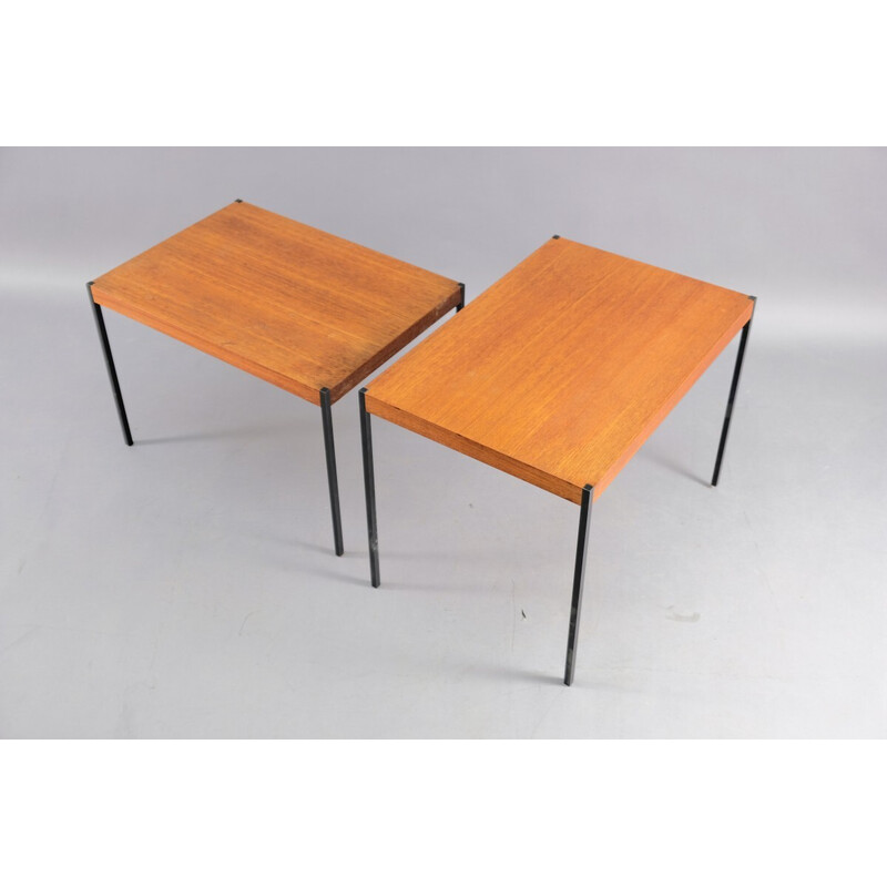 Paire de tables d'appoint vintage en teck et métal, Allemagne 1969