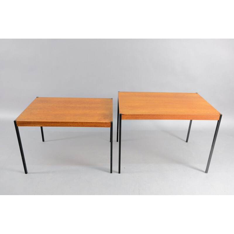 Paire de tables d'appoint vintage en teck et métal, Allemagne 1969