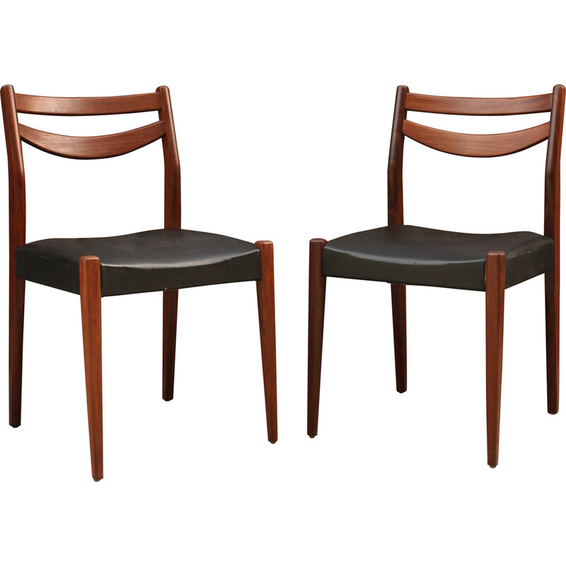 Pair of vintage teak and skai chairs
