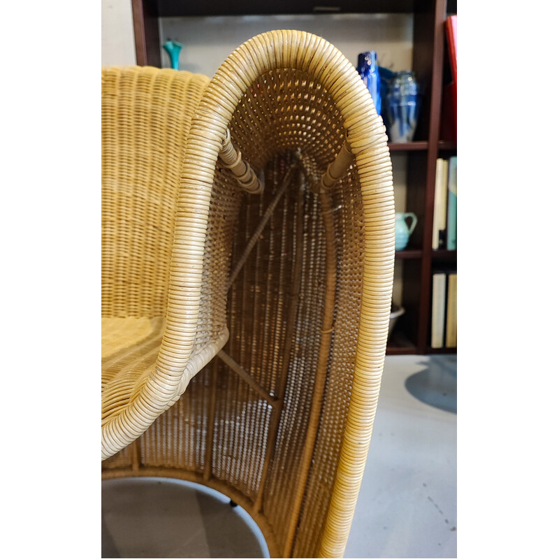 Vintage "King Tubby" rattan armchair by Miki Astori for Driade, 1995