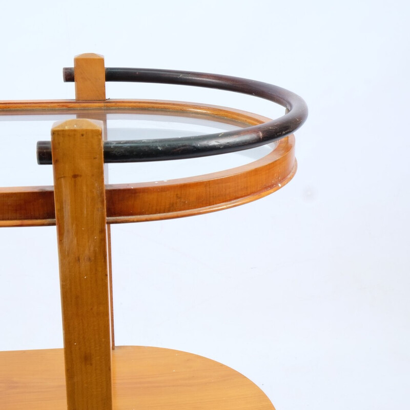 Vintage Bauhaus serving trolley in cherry wood, Germany 1930