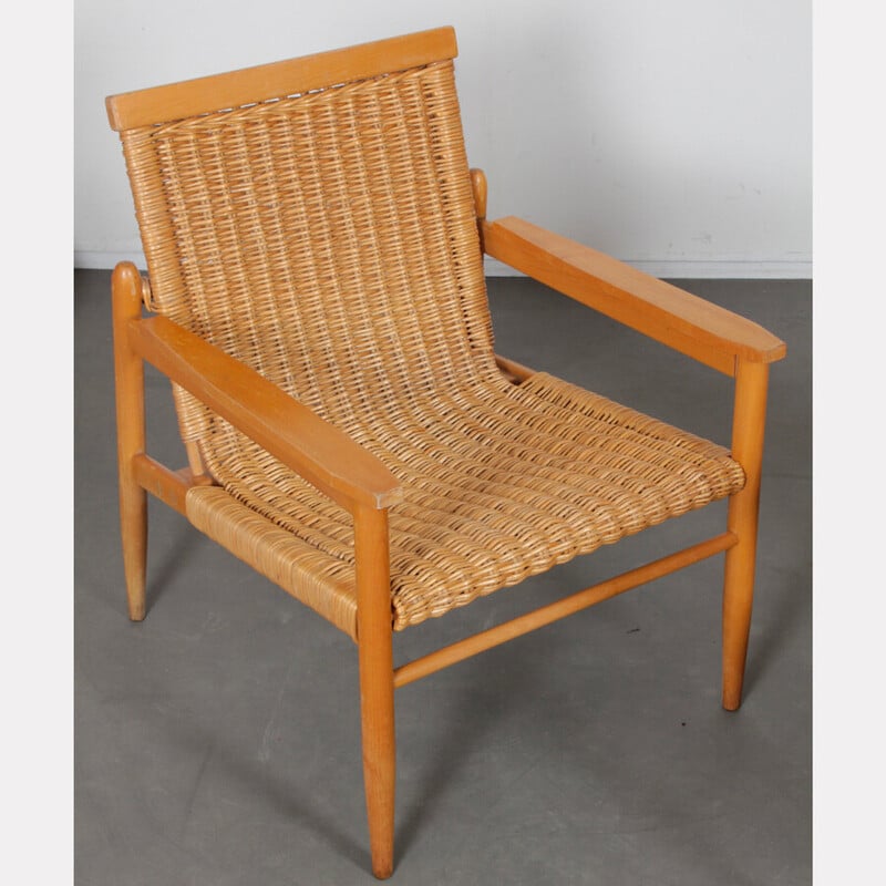 Paire de fauteuils vintage en osier et bois pour Uluv, 1960
