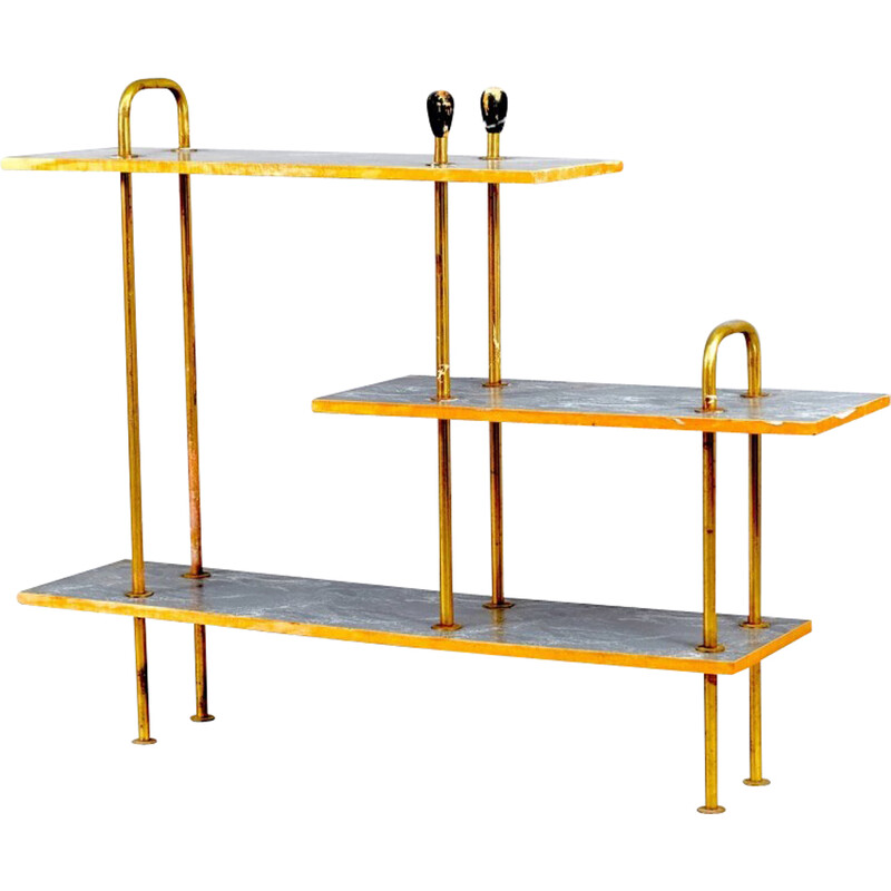 Vintage plywood and brass console table, 1950