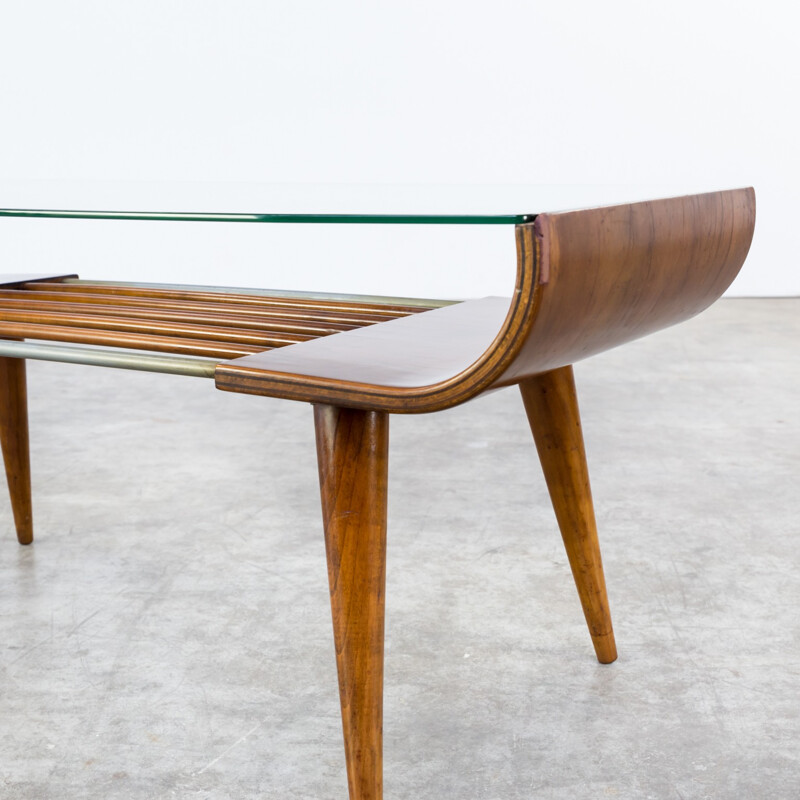 Coffee table in plywood and glass by Cor Alons for Gouda de Boer - 1960s