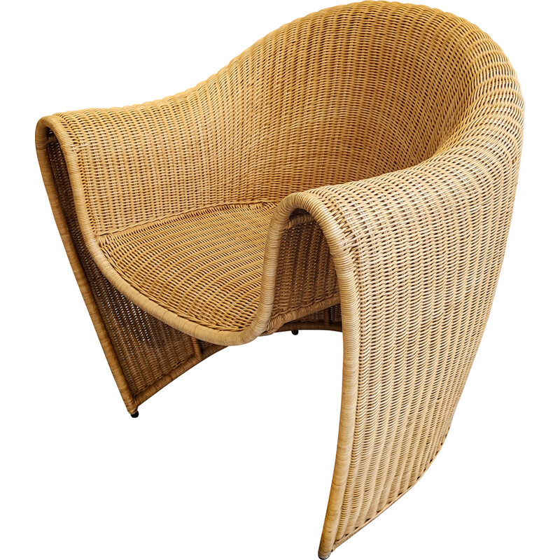 Vintage "King Tubby" rattan armchair by Miki Astori for Driade, 1995