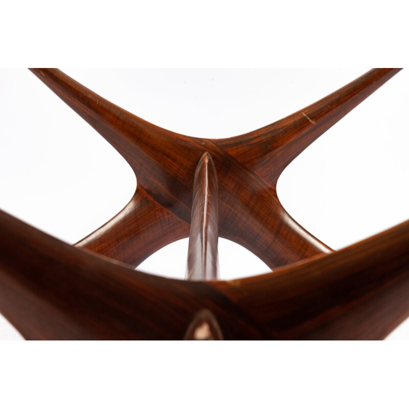 Vintage rosewood and glass coffee table by Illum Wikkelsø, Denmark 1960