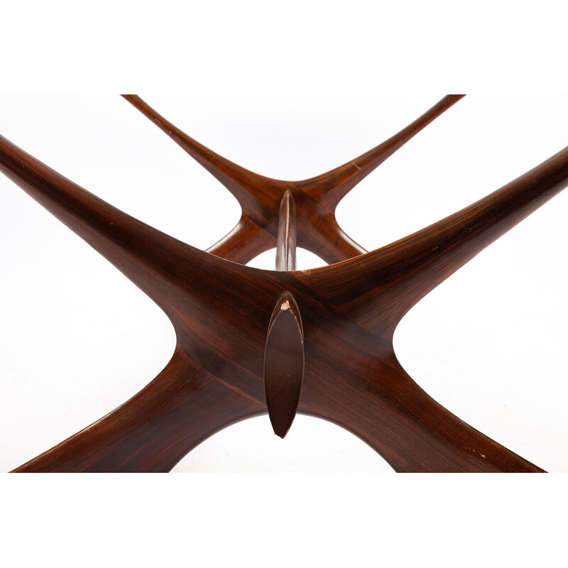 Vintage rosewood and glass coffee table by Illum Wikkelsø, Denmark 1960