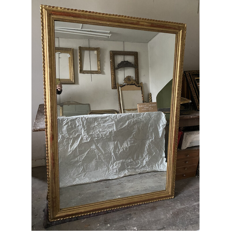 Vintage rectangular gilded mirror by Louis-Philippe