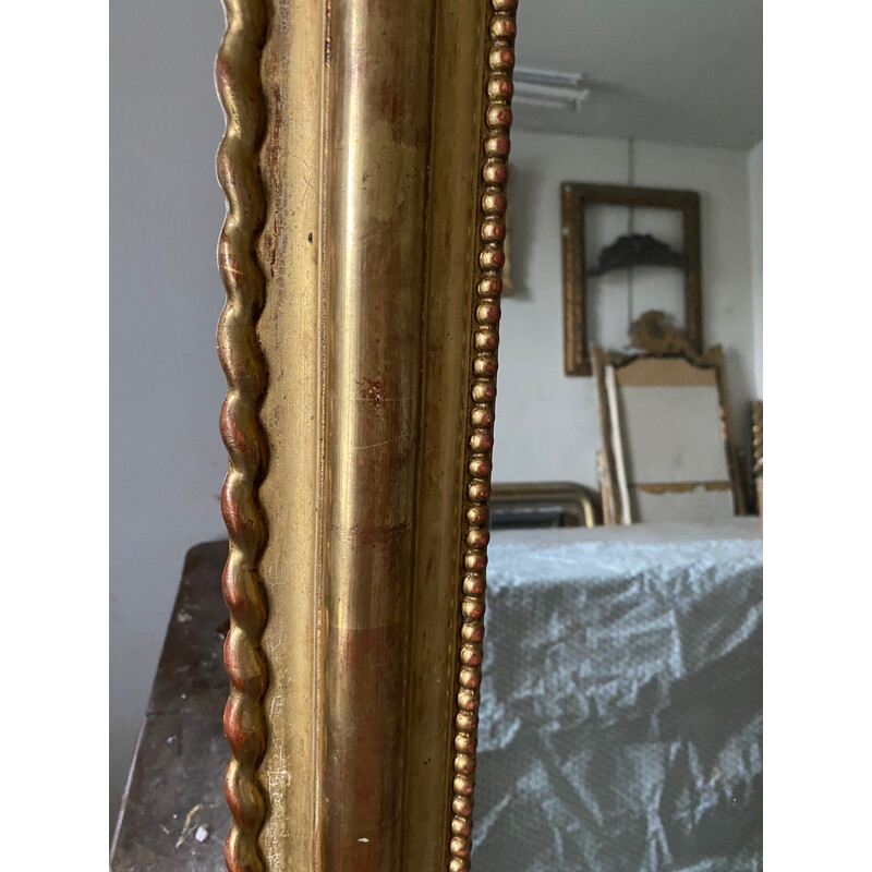 Vintage rechthoekige vergulde spiegel van Louis-Philippe
