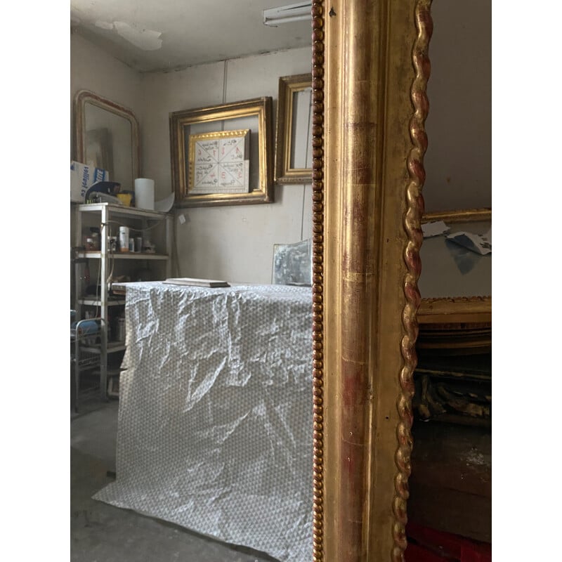 Vintage rectangular gilded mirror by Louis-Philippe