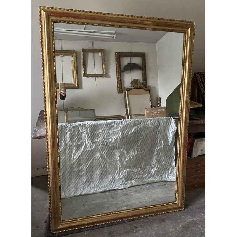 Vintage rectangular gilded mirror by Louis-Philippe