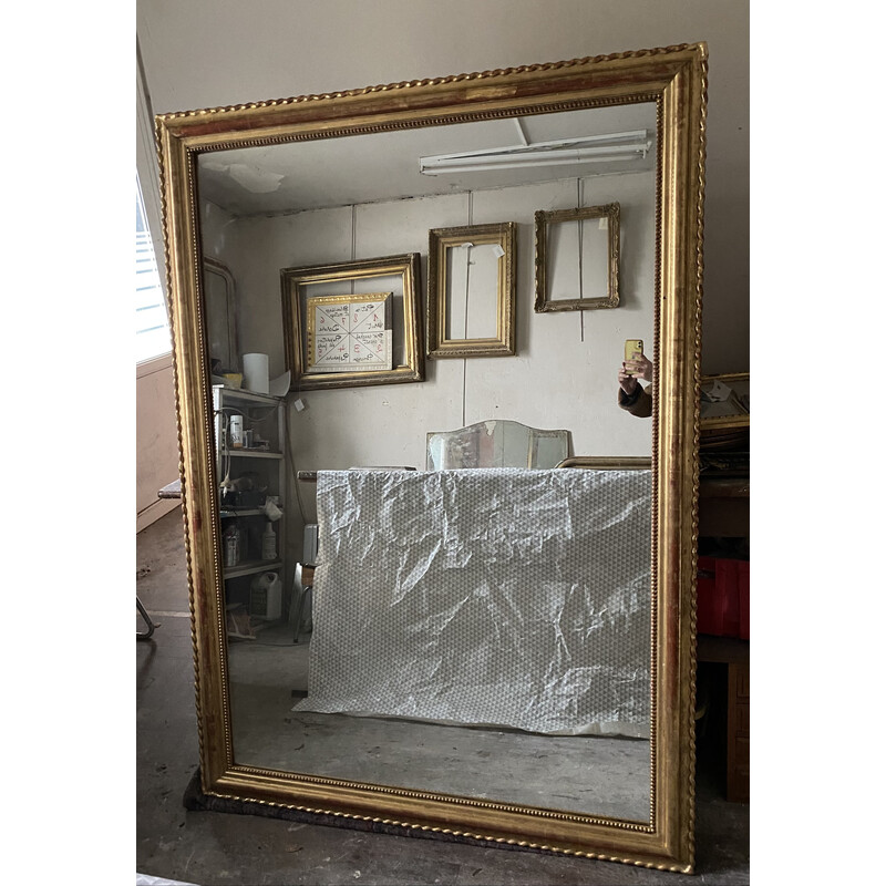 Vintage rechthoekige vergulde spiegel van Louis-Philippe