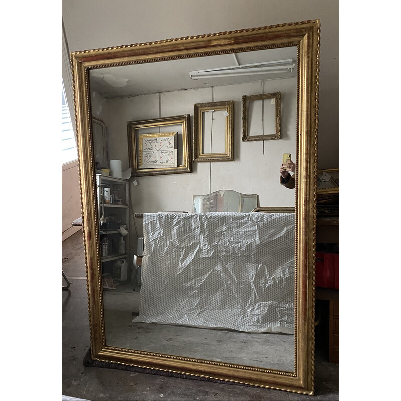 Vintage rectangular gilded mirror by Louis-Philippe